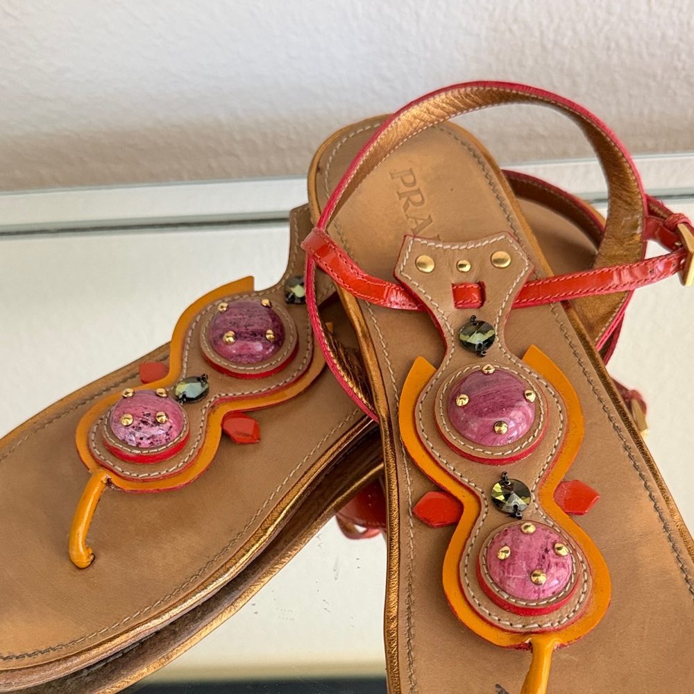 Prada Sandal Prada Jeweled Leather Sandals Vintage Designer Excellent condition